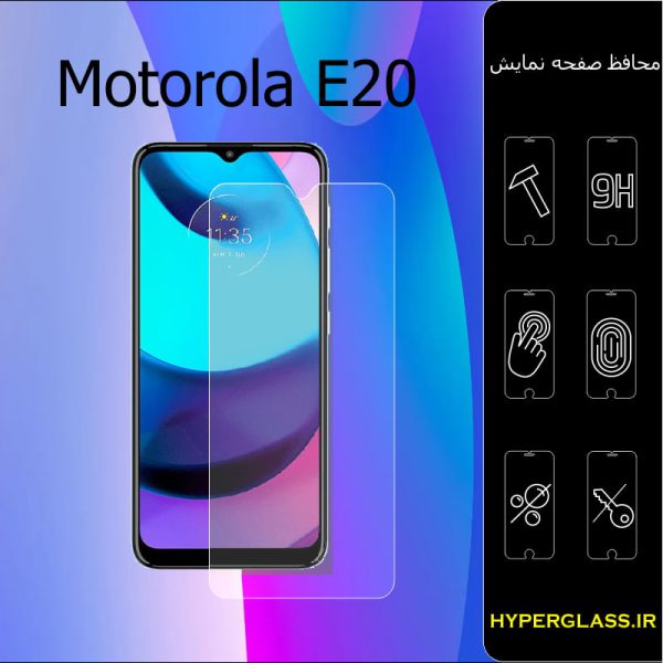 گلس محافظ صفحه نمایش نانو بلک اورجینال گوشی موتورولا Motorola E20